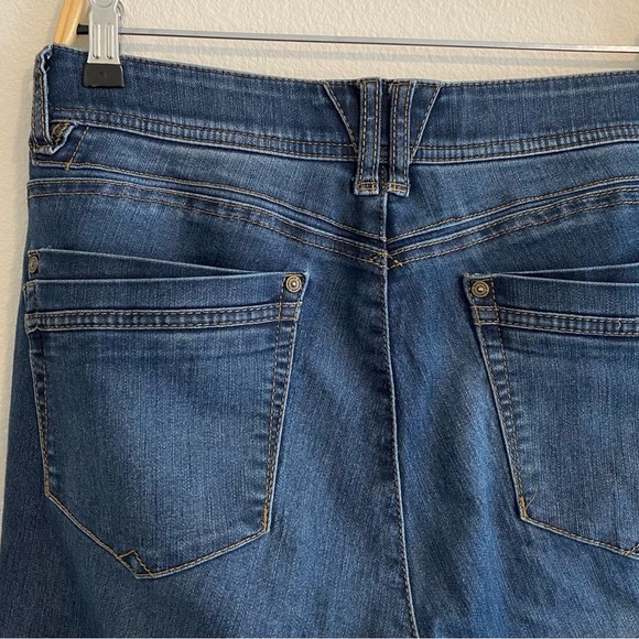 Democracy Ab Solution High Rise Dark Denim Raw Him Side Slit Slim Jeans Size 10 - Picture 5 of 12